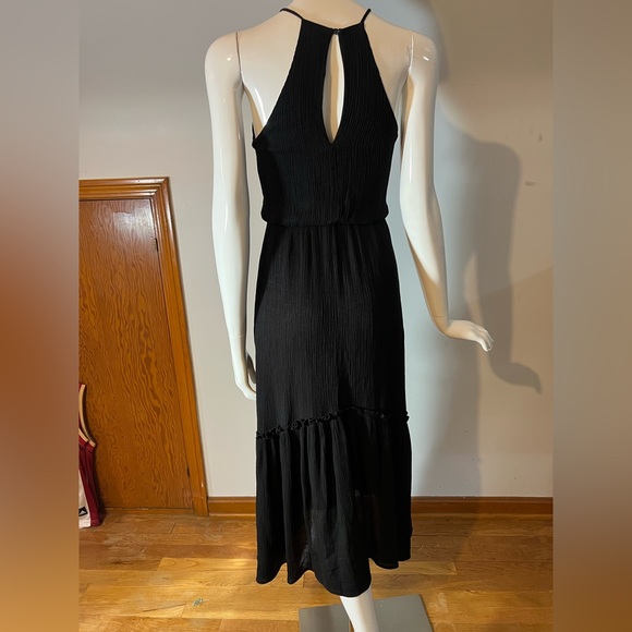 LUSH Haltered Tiered Mid Black Dress Small - Picture 6 of 8